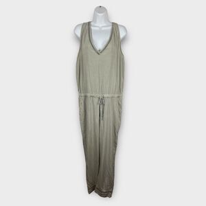 Cloth & Stone Khaki sleeveless V-Neck Straight Leg Tie Waist Jumpsuit Size Med.